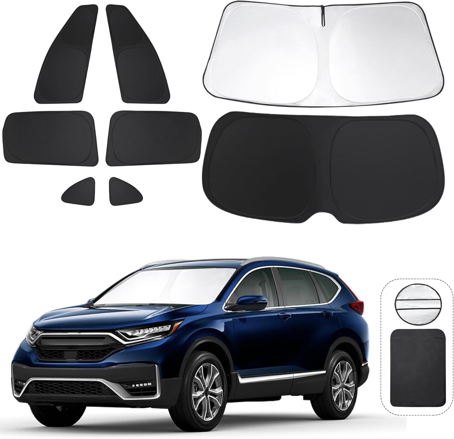 71nwzKQ5puL._AC_SL1500_.jpg TINGLU Window Shades for Honda CR-V CRV 2017-2022 Accessories Car Side Full Windows Rear Triangular Windshield Sun Shade Sun UV Rays & Privacy Protection for Camping,Napping,and Relaxing 8PCS - Image 1