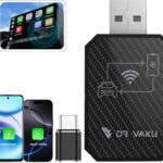 DR VAKU® AUTOELITE 2-in-1 Wireless Car Receiver, Converts Wired Auto Android & CarPlay to Wireless, Bluetooth Connectivity, Only for Cars with OEM Installed Wired Android Auto/CarPlay (Black)