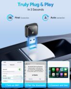 FAHREN Super Mini Wireless CarPlay Adapter (Latest Upgraded)-Bluetooth Apple Car Play Dongle, Zero Latency, Stable Connection, Compatible with iPhone 6+ & Android Auto 10+, Cars from 2017, USB/Type-C - Image 4