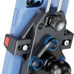 BRCOVAN 1'' Ball Aluminum Alloy Phone Mount Holder with Vibration Dampener, for Motorcycle ATV UTV Car Bike Boat Truck Scooter Fit for RAM Mounts B Size 1'' Ball Double Socket Arm, for 4.7-7.2'' Phone