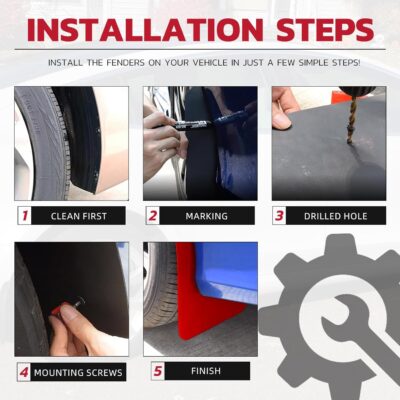 Car Mud Flaps 4PCS Universal Fit Red Splash Guards Flexible and Bendable Mudguard Fender Flare Cuttable Mudflap Car Accessories Compatible with Pickup SUV Trucks - Image 3