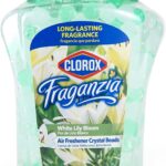 Clorox Fraganzia Crystal Beads Air Freshener, Long Lasting Room Deodorizer and Odor Eliminator Gel Beads to Freshen Home, Car, or Office, White Lily Bloom Scent, 12 Fl Oz