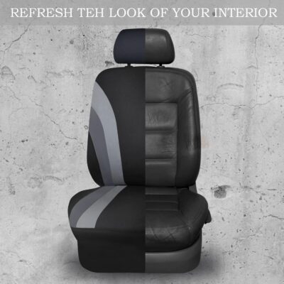 CAR PASS Line Rider Sporty Cloth 11PCS Universal Fit Car Seat Cover -100% Breathable with 5mm Composite Sponge Inside,Airbag Compatible,3zipper Bench(Full Set, Black and Gray) - Image 6