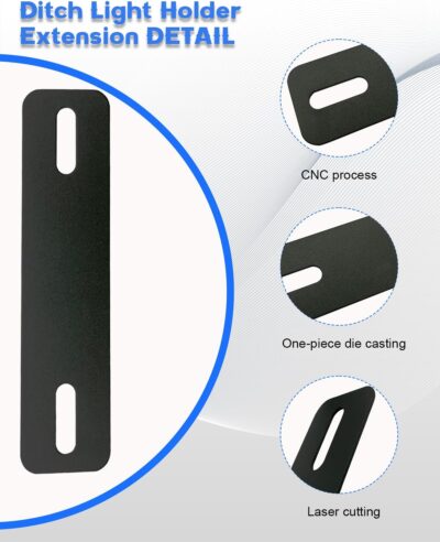 Universal Ditch Light Holder Extension, No Drill Ditch Light Mount Extension A-Pillar LED Pod Light Holder Extensions Steel Hood Hinge Mount Bracket for Truck SUV UTV ATV - Image 5