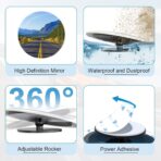 Blind Spot Mirrors 2 Pack, Frameless Side Mirror Blindspot Convex HD Glass Car Accessories, Side View Mirror Blindspot with Wide Angle Adjustable Stick for Car SUV and Trucks - Image 4