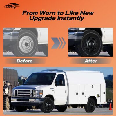 16 Inch Hubcaps Compatible with 1992-2014 Ford E150 E250 E350 Van 8 Lug Factory Steel Wheel, Snap-On Wheel Covers, Durable ABS Replacement Hubcaps Set of 4 (Black) - Image 4