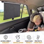 2PCS Car Window Shades for Baby, 17.71"×19.68" Retractable Car Shades for Side Window with Suction Cups,UV Rays Glare Protection Roller Sunshade Visor for Baby, Kids, Pets, Passengers - Image 4