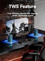 MLOVE E80 Speakers Bluetooth Wireless, Portable Bluetooth Speaker with Aux Input, Micro SD Card Slot, Bass Boost, Dual Pairing, Lights, IPX7 Waterproof, BT5.4 for Outdoor, Travel, Car, TV, 30W, Blue - Image 5