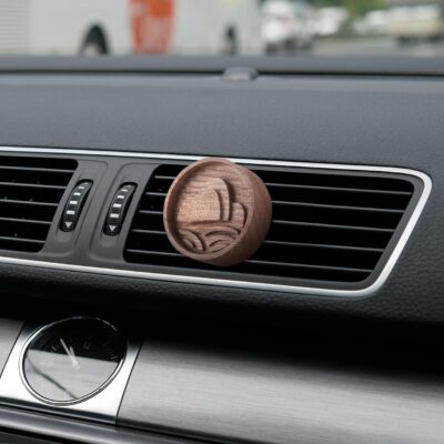 4 Pcs Wooden Essential Oil Diffuser Car Aromatherapy Passive Diffuser with Vent Clip Walnut Wood Round Air Freshener Winter Gifts for Home Offices Yoga Rooms Sauna Rooms - Image 8