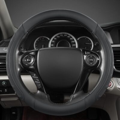 GIANT PANDA Microfiber Leather Steering Wheel Cover for Honda Accord,Civic,CR-V,HR-V,Pilot(Black-Standard Size) - Image 2