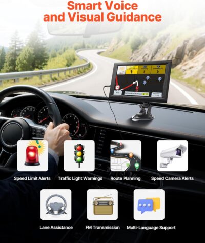 VEVOR GPS Navigator for Car, 9 inch Touch Screen 16GB GPS Navigation System with Built-in Dash Cam, Voice Turn-by-Turn Guidance, Speed and Red Light Warning, Custom Truck Routing, for Car Truck RV - Image 3