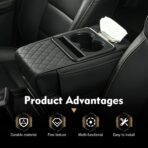 Car Armrest Cushion, Leather Waterproof Center Console Cover, 5-in-1 Arm Rest Cover with Storage Box, Cup Holder, Tissue Box, Phone Slot, Universal for Most Cars (Black) - Image 6
