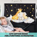Car Window Shade for Baby, 2 Pack Double Layer with 7 Strong Magnets, Cute Giraffe & Star Design Baby Sun Shade for Car Window, Adjustable Blackout & See-Through Privacy Curtains UV Protection - Image 2