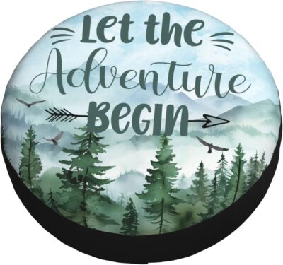 Spare Tire Cover for RV Camper Trailer Let The Adventure Begin, Weatherproof Universal Wheel Cover for RV Travel Trailer Camper Truck 14inch - Image 2