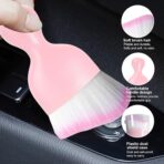 Ziciner Car Detailing Brush, Curved Soft Bristles Auto Removal Dust Collectors, Universal Vehicle Dashboard, Air Conditioner Vents etc Interior Cleaning Tool Accessory (Pink/Pink) - Image 3