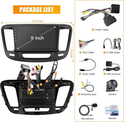 Car Radio for Chrysler 200 200C 2015-2017, 4GB RAM + 64GB ROM 9” HD Touchscreen Car Stereo – Android 12 System, Wireless CarPlay & Android Auto, GPS Navigation & Bluetooth, Back-up Camera, FM Radio - Image 8