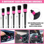AUTODECO Windshield Cleaner Tool, 17Pcs Car Interior Detailing Kit, Detailing Brush, Towels, Duster, Car Cleaning Kit Interior for RVs, Truck, Trailer (Pink) - Image 4