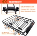 MeeFar Roof Rack Carrier Carrier Basket 51"*36"*5"+Waterproof Bag 15 Cubic Feet(44"*34"*17"),and Cargo Net with Attachment Hooks,Ratchet Straps.200 Lbs Capacity,Universal Rooftop Large Size Roof Rack - Image 6