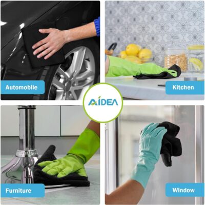AIDEA Microfiber Cleaning Cloth Black 50PK, Microfiber Towels for Cars, Premium Car Cloths, Dusting Cloth Lint Free Cleaning Rags for SUVs, House, Kitchen, Window, Workshops,11.5×11.5" - Image 4