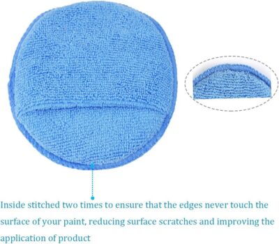 AutoCare Microfiber Wax Applicator, Ultra-Soft Pads with Finger Pocket for Cars, Foam Sponge (Blue, 5" Diameter, Pack of 10) - Image 4
