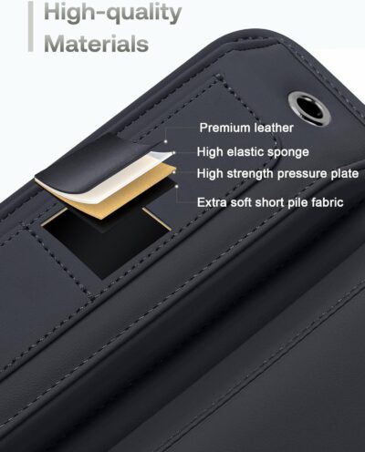 Universal Fit Premium Leather Car Seat Gap Filler Organizer, Center Console Organizer with Card Slots, Clever Gifts for Car SUV Truck Owners (Black, 1 Pack) - Image 5