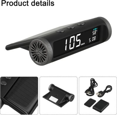 Car Wireless Heads up Display, Solar HUD Head Up Display Digital GPS Speedometer Driving with LCD Screen - Image 4