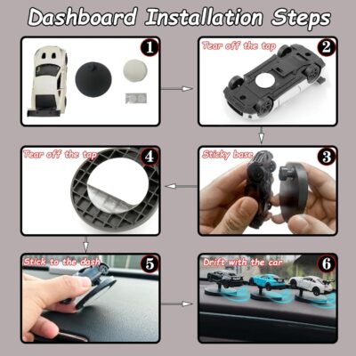 Car Dashboard Decorations – Drift & Turn Mini Car Model Ornament – Dynamic Interactive Automobile Decor for Enthusiasts Vehicle Interior Dashboard Drifting Decorations Accessories Gifts (Black) - Image 6