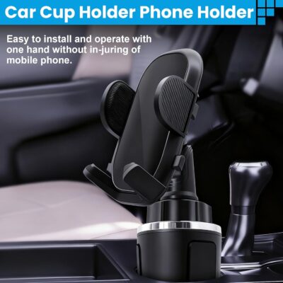 Car Phone Mount,Cup Holder Phone Holder,360°Adjustable Cup Phone Holders for Your Car,Anti-Shake Car Mount,Cradle Friendly Compatible with iPhone Samsung Google and All 4.0-7.0 inches Smartphones - Image 2