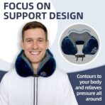 Travel Pillow with Extra Large Hood for Airplane Long Flights Privacy and Comfort Memory Foam with Velvet Cover for Road Trip Head&Neck Support for Plane Office Cars Sleeping & Rest (Navy Blue) - Image 5