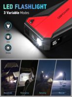 DBPOWER Peak 3000A 18000mAh Portable Car Jump Starter (up to 8.0L Gas, 6.0L Diesel Engine) Battery Booster with Smart Charging Port, Compass, LCD Screen and LED Light (Black/Red) - Image 6