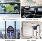 11pcs Windshield Cleaner Tool, Car Window Cleaning Wash Kit with 6 Reusable Microfiber Pads 2 Spray Bottles and Extendable Handles Auto Glass Wiper Kit, Blue - Image 6