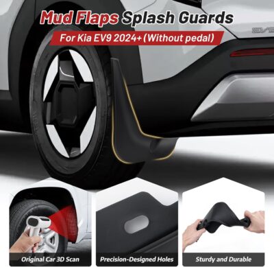 Sunsdrew Mud Flaps for 2024 2025 2026 Kia EV9 Accessories,All Weather Guard EV9 Guards Mudguards,No-Drill Front&Rear 4PCS Mud Flaps Set with Hardware(Without Running Board) - Image 2