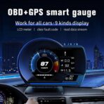 OBD2 Gauge Display, Heads Up Display for Cars, Digital Speedometer for Car with Water Temperature, Voltage, Fuel Consumption, RPM, Overspeed Alarm,obd2 Gauge Speedometer Suitable for All Car - Image 2