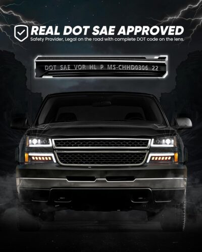 Z-OFFROAD LED Headlights Assembly DOT Approved with DRL Turn Signal Hi/Low Sealed Beam Side Marker Compatible with 2003-2006 Chevy Silverado Avalanche - Image 6