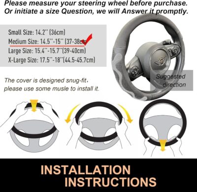 PINCTROT Comfy Grip Steering Wheel Cover, Anti-Slip Design, Universal 14.5-15 Inch(Silicone Gray) - Image 6