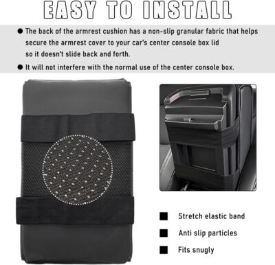 Yourkar Car Center Console Armrest Pillow, Waterproof Car Armrest Cover Cushion with Cup and Phone Holder, Memory Foam Arm Rest Box Protector for Most Vehicles, Car Accessories (Black) - Image 5