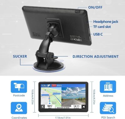 GPS Navigation for Car Truck Drivers 7 inch Navigation Systems for Car with Voice Guidance and Speed Camera Warning 2D&3D map Americas Maps Free Lifetime Map - Image 6