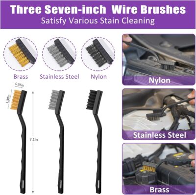 AUTODECO Windshield Cleaner Tool, 17Pcs Car Interior Detailing Kit, Detailing Brush, Towels, Duster, Car Cleaning Kit Interior for RVs, Truck, Trailer (Purple) - Image 7