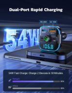 Bluetooth 5.3 Car Adapter【PD 36W+QC3.0 18W】, 2-in-1 FM Bluetooth Transmitter 【Dual Stronger Mics】& Fast Car Charger, Wireless FM Radio Adapter Hands-Free Calling, Siri Assistant, Black - Image 2