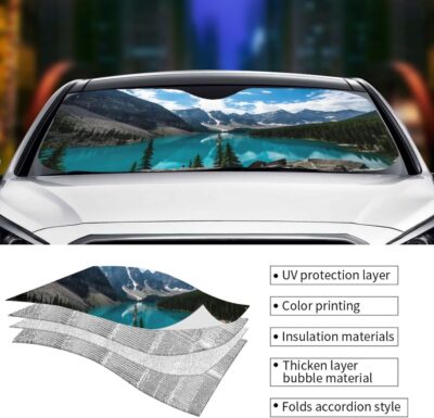 Clear Blue River with Mountains Windshield Sunshade for Car SUV Truck Foldable Uv Ray Reflector Front Window Sun Shade Visor Shield Cover - Image 5