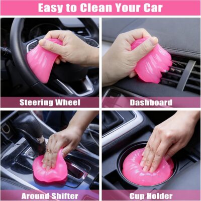 AUTODECO Windshield Cleaner Tool, 17Pcs Car Interior Detailing Kit, Detailing Brush, Towels, Duster, Car Cleaning Kit Interior for RVs, Truck, Trailer (Pink) - Image 5