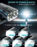 2026 Upgrade 6800Lumen Bike Light for Night Riding,Super Bright 6 LED Headlight,Aluminum 10 Mode Rechargeable Bicycle Light Front and Rear,360°Rotatable Brackt,Waterproof,Runtime 72 hr,Road Shockproof - Image 3