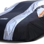 Car Covers for Automobiles All Weather Waterproof with Silver Stripe Design, Universal Fit Kia Stinger K5/Optima, Chevy Malibu, Cadillac CT4, BMW 3 Series(19-25), Benz C-Class(22-25)