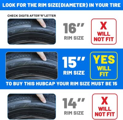 Winjet 15 Inch Premium Hubcaps Wheel Cover Replacement R15 Hub Caps,Auto Tire Replacement Exterior Cap,Universal Wheel Rim Cover Snap On Car Truck SUV (15 Inch,Set of 4) - Image 4