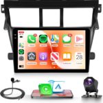 4Core 2G+64G Car Radio for Toyota Yaris VIOS 2007-2013 Android Car Stereo with Wireless Carplay Android Auto, Rimoody 9 Inch Touch Screen GPS Navigation Bluetooth FM HiFi WiFi + AHD Backup Camera