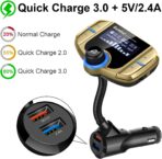Sumind 2026 Upgraded Wireless Bluetooth Car Adapter FM Transmitter, 1.7'' LCD Display, Flexible Gooseneck, 20W QC3.0&Dual USB Ports, AUX Input/Output for Hands-Free Call, Micro/TF Card(Golden,Normal) - Image 5