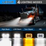 LEDUR 4x6 LED Headlights DOT Approved 4PCS Angel Eye Halo Turn Signal DRL Hi/Lo Sealed Beam Rectangle Headlight Replace H4651 H4652 H4656 H4666 H6545 for Kenworth T800 W900 Peterbilt 378 379 Truck Van - Image 2