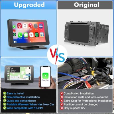 Hieha Car Play,Wireless Portable with Apple CarPlay and Android Auto Screen for Car,7" HD Touch Screen Car Stereo with Mirror Link,Backup Camera,Bluetooth5.2,GPS Navigation,AUX,FM for All Vehicles - Image 4