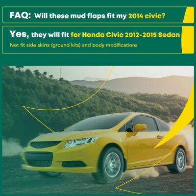 YHTAUTO Mud Flaps Splash Guards Replacement for Honda Civic 2012 2013 2014 2015 Sedan, Mudguards Mudflaps Accessories for Cars Wheel Protector with Hardware Kit, Front & Rear 4Pcs Set - Image 3