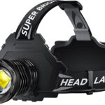 AKNEAR Rechargeable LED Headlamp Super Bright, 99000 High Lumens Head Lamp Zoomable, 25Dys+ Runtime & 12 Mode & Lightweight Comfort & 125° Adjustable IPX-7 Waterproof Head Light for Outdoor,Hardhat